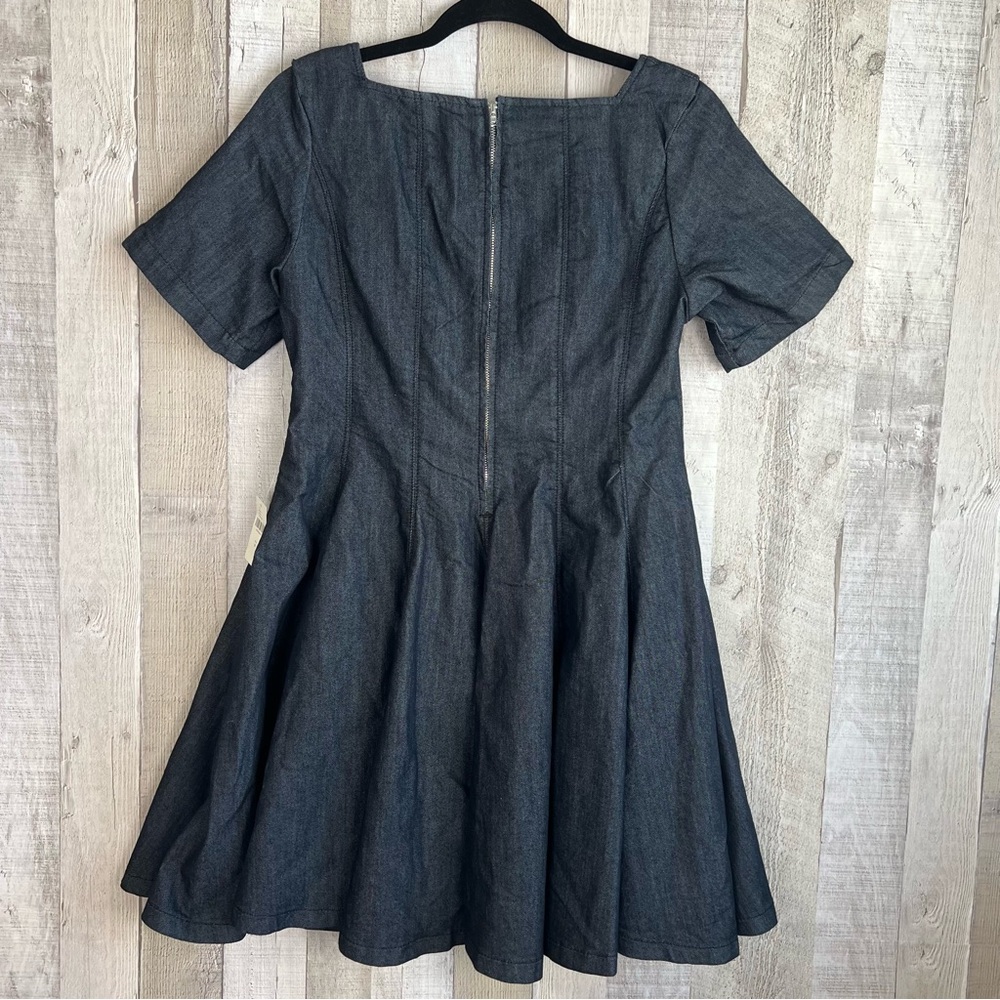 NWT Anthropologie Pilcro Short-Sleeve Square-Neck Denim Mini Dress Medium - Picture 11 of 15